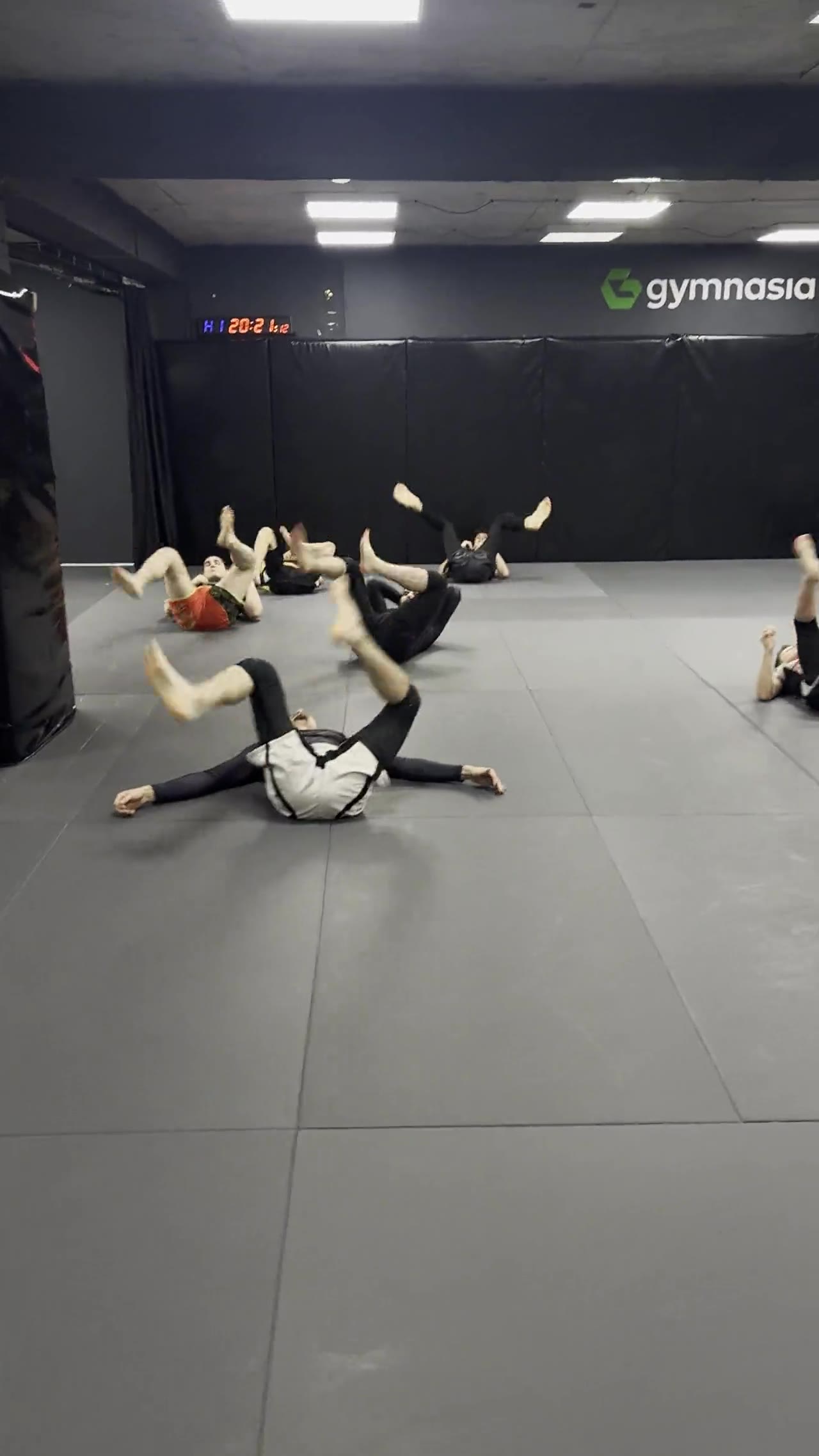 Archive video of a group running solo movement drills
